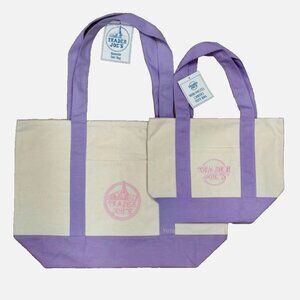 NWT Trader Joe’s Lavender Canvas Large & Mini Tote Bags Set Spring 2026